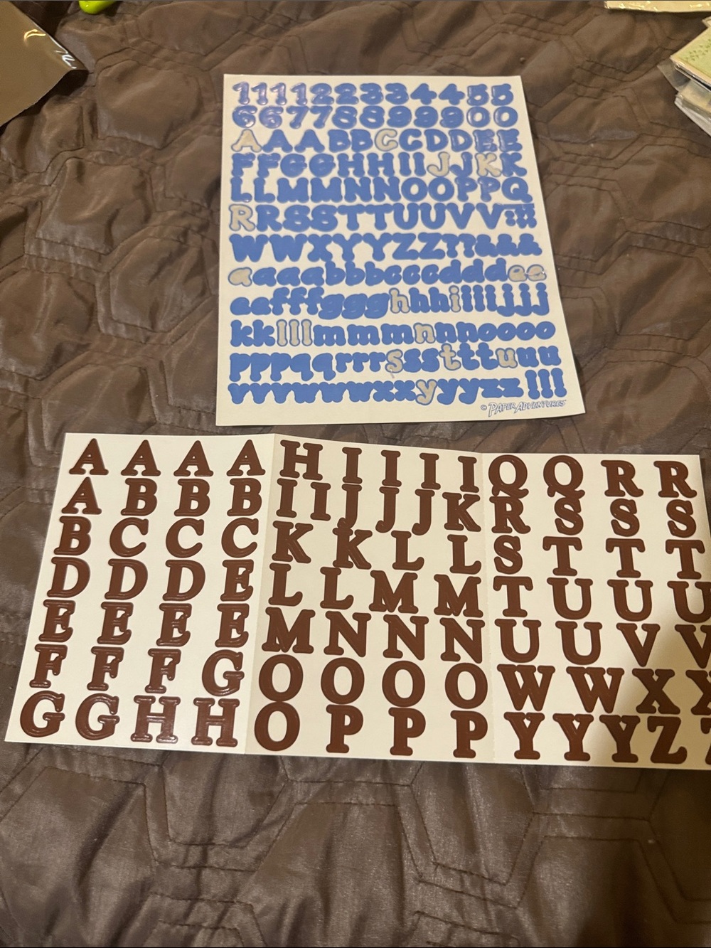 Creative Memories Blue and Brown Alphabet Sticker Sheets